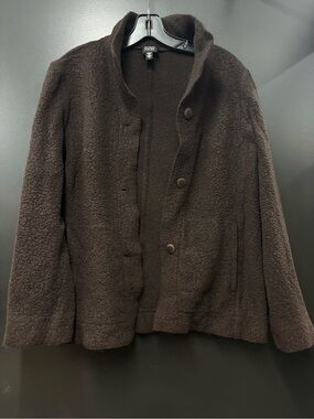 Eileen Fisher Brown Wool Button-Front Jacket